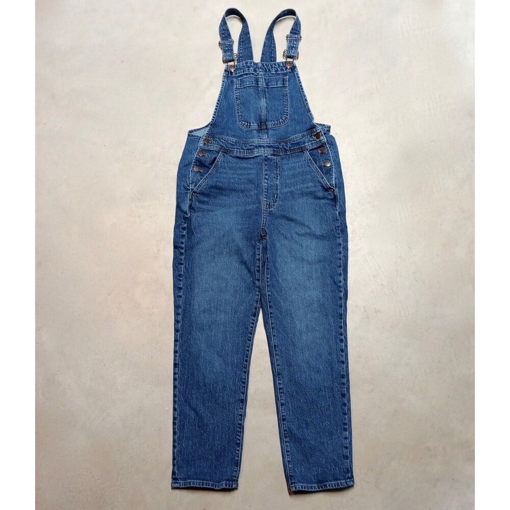 J.CREW Re-imagined Women’s Denim Bib Overalls SMALL Straight Leg Pockets Farmer